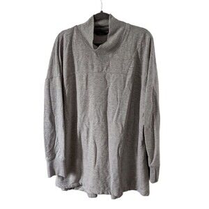 LL Bean Gray Softflex Mock Neck Pullover Top Womens XL Regular Soft Casual